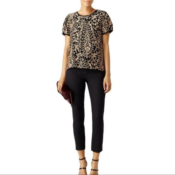 JOIE Embroidered Janpath Top, Black & Gold Sz. Small - Picture 1 of 12
